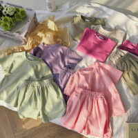 2 Pieces Set Baby Kid Girls Solid Color Tops And Shorts Wholesale 240409136