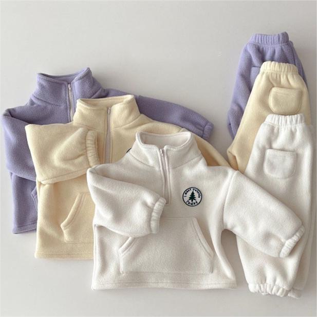 2 Pieces Set Baby Kid Unisex Plant Print Hoodies Swearshirts And Solid Color Pants Wholesale 221021226