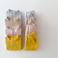 2 Pieces Set Baby Kid Unisex Solid Color Hoodies Swearshirts And Pants Wholesale 22092440