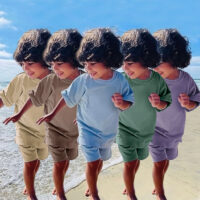 2 Pieces Set Baby Kid Unisex Solid Color T-Shirts And Shorts Wholesale 230220175