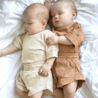2 Pieces Set Baby Kid Unisex Solid Color T-Shirts And Shorts Wholesale 230302166