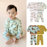2 Pieces Set Baby Unisex Animals Print Hoodies Sweatshirts And Pants Wholesale 230217153