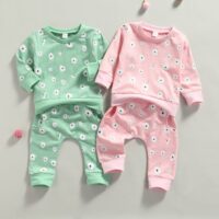 2 Pieces Set Baby Unisex Flower Print Tops And Pants Wholesale 220726119