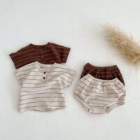 2 Pieces Set Baby Unisex Striped Polo Shirts And Shorts Wholesale 230328150