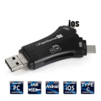 4-in-1 Otg Card Reader Universal Multi-functional Mobile Phone Tf Sd Camera Multi Interface Card Reader (with App) Black with APP