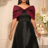 African Elegant Bow Off-Shoulder Rose Jacquard Patchwork Black Formal Party Dress