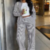 African Women long-sleeved striped shirt and contrasting wide-leg pants casual two-piece set