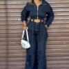 African Women Soid Casual Top and trousers Two Piece Set