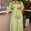 African Women summer long-sleeved pleated skirt two-piece set