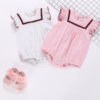 Baby Girls Solid Color Rompers And Accessories Hats Wholesale 22042208