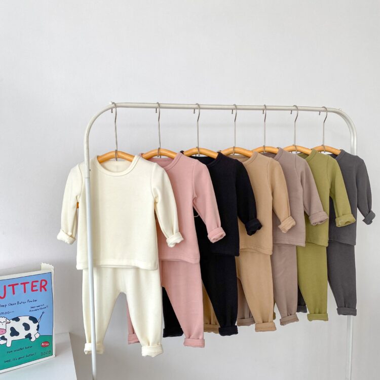 Baby Kid Girls Boys Solid Color Tops Pants Sleepwears Wholesale 240913117