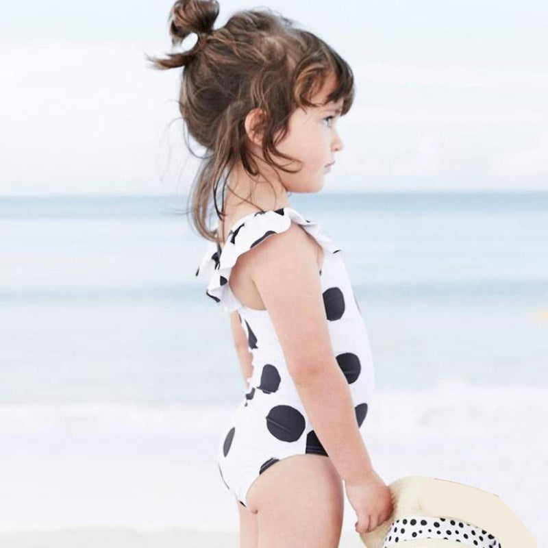 Baby Kid Girls Polka dots Print Beach Rompers Swimwears Accessories Hats Wholesale 22060651