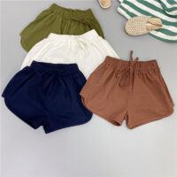 Baby Kid Unisex Solid Color Ribbon Shorts Wholesale 220429166