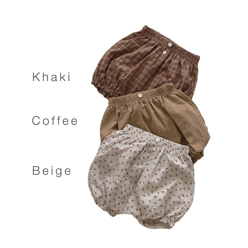 Baby Unisex Solid Color Flower Checked Print Shorts Wholesale 220531187