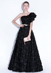 Black Slash Shoulder Evening Dress Formal Party Elegant Long Dress(Processing time need 3-6 days)