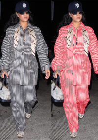 Button Stripe Long Sleeve Shirt & Wide Leg Pants Two-Piece Set