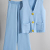 Button V-neck Knitted Vest Casual Pants Fashion Two-piece Suit