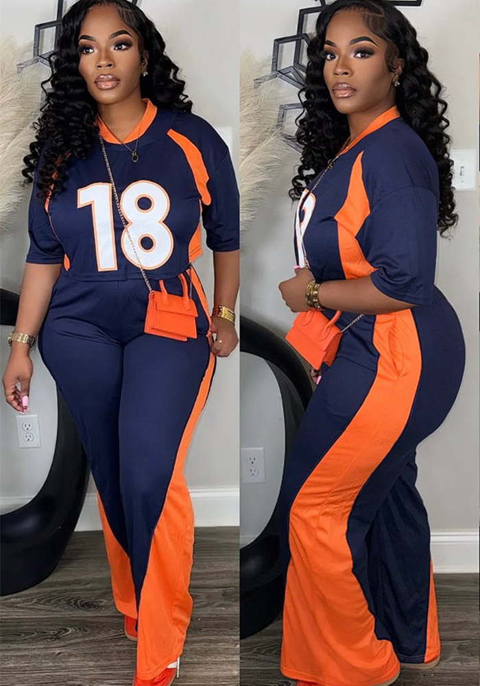 Casual Short Sleeve Top Slim Pants Two Piece Set