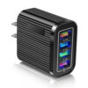Charging Blocks Phone Charger 4 USB Ports Power Adapter Charger Box Cell Phone Brick Charging Cube For Phones Laptop US plug black (flat feet)