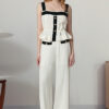 contrast color Square neck camisole pants fashion women's suit