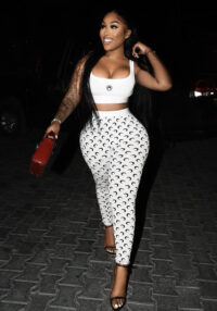 Crescent Print Vest Pants Sexy Slim-Fit Two Piece Set