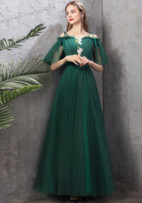 Dark Green Bridesmaid Sister Dress Elegant Chic Evening Dress(Processing time need 3-6 days)