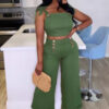 Elegant Career Strap Wide-Leg Two-Piece Pants Set
