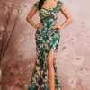 Elegant Cocktail Formal Party Evening Dress Embroidered Sequins Women's Slit Mermaid Gown