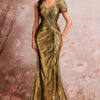 Elegant Evening Dress Chic Pleated Cocktail Formal Party Gown