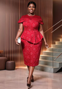 Elegant Lace Jacquard High-Waist Ruffle Bodycon Formal Party Evening Dress