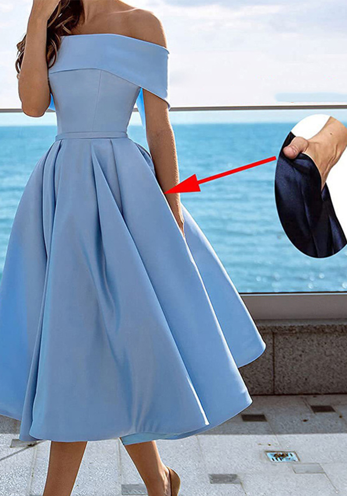 Elegant Off Shoulder Solid Color A-line Party Dress(Processing time need 3-6 days)