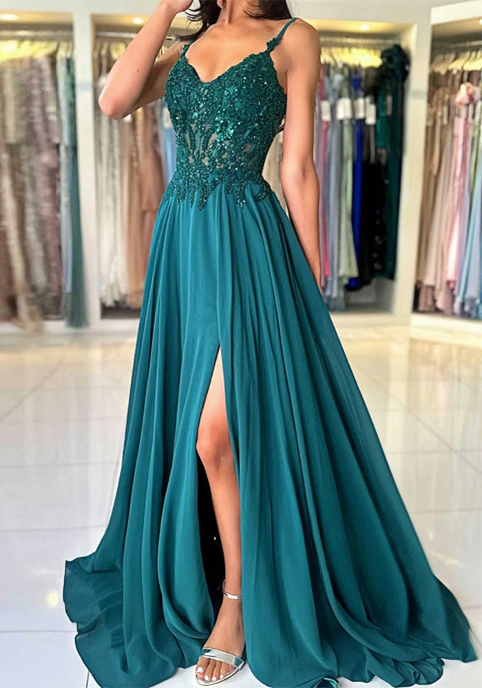 Elegant Plus Size Dress Women's Strappy Sexy Ball Gown Long Lace Dress(Processing time need 3-6 days)