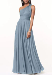 Evening Dress Long Slim Fit Bridesmaid Dress Wedding One-Shoulder Chiffon Ball Gown(Processing time need 3-6 days)