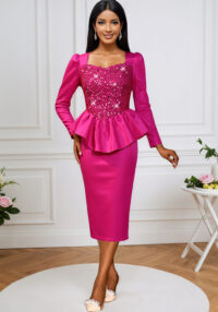 Fashion Square Neck Sequin Dress Long Sleeve Slim Waist Ruffle Bodycon Evening Party Dress