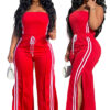 Fashion Women Strapless Tops Loose Pants Casual Two-piece Set
