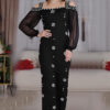 Fashion Women's Elegant Rhinestone Square Neck Mesh Slim Long Dress