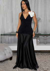 Fashion Women's Summer White Flower Strappy Maxi Dress