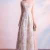 Formal Party Long Gown Wedding Chic Lace Champagne Evening Dress（Processing time need 3-6 days）