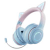 Gradient Cat Ears Noise Canceling Headset Stereo Sound Headphones Wireless Headphones With Built-in Microphone For Home Gaming Blue pink + microphone