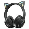 Gradient Cat Ears Noise Canceling Headset Stereo Sound Headphones Wireless Headphones With Built-in Microphone For Home Gaming black