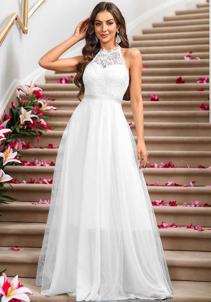 Halter Neck Formal Party Dress Evening/Wedding/Birthday Princess Gown