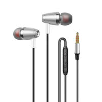 In-ear Headset Wire-controlled Smart Call Earphone with Microphone All-metal Bass Music Headphones for Android V1 Silver