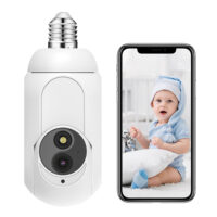 K8 Light Bulb Security Camera Rotate 360°Left Right Rotate 90°Up Down Light Socket Camera Night Vision White