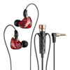 KT02 3.5mm Earbuds In-Ear Headphones With Microphone Bass HiFi Earphones For Streaming Karaoke Earbuds Red 1.2 meters