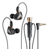 KT02 3.5mm Earbuds In-Ear Headphones With Microphone Bass HiFi Earphones For Streaming Karaoke Earbuds Black 1.2 meters