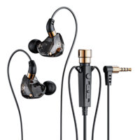 KT02 3.5mm Earbuds In-Ear Headphones With Microphone Bass HiFi Earphones For Streaming Karaoke Earbuds Black 1.2 meters