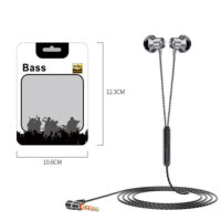 L-shaped 3.5mm Headphones 90 Degree Right Angle Plug Stereo Bass Headset Wire Control In-ear Earbuds Gray