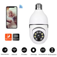 Light Bulb Security Camera 4X Digital Zoom Wifi Outdoor Indoor Light Bulb Camera Motion Detection Easy Installation For E27 Socket White