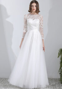 Luxury Embroidered Long Sleeve Bride Wedding Dress(Process Time Need 5-7 Days)