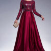 Luxury Long Sleeve Chic Round Neck Long Sequined Formal Party Swing Evening Dress Bridesmaid Dress